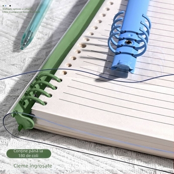 Binder din PVC transparent pentru format A5/B5, capac moale și foi perforate