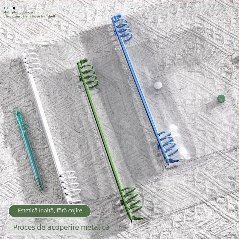 Binder din PVC transparent pentru format A5/B5, capac moale și foi perforate