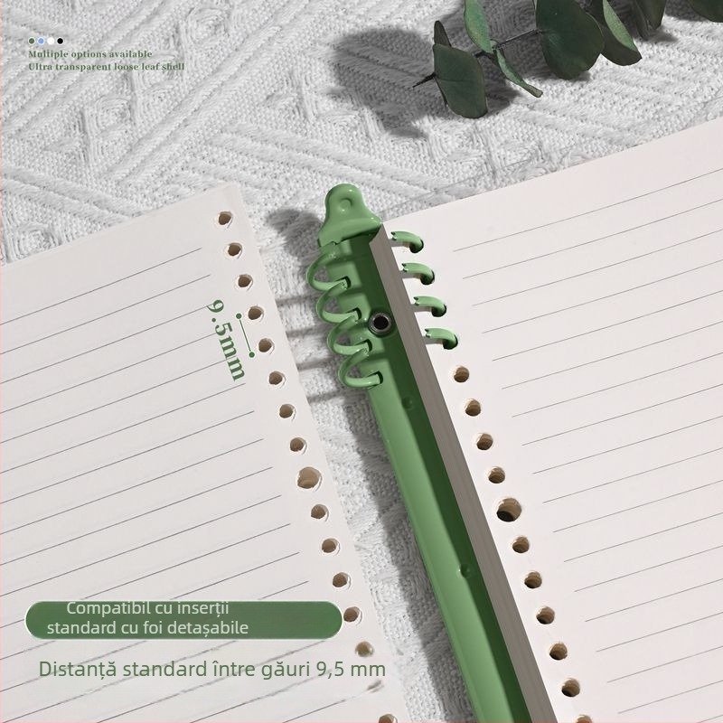Binder din PVC transparent pentru format A5/B5, capac moale și foi perforate