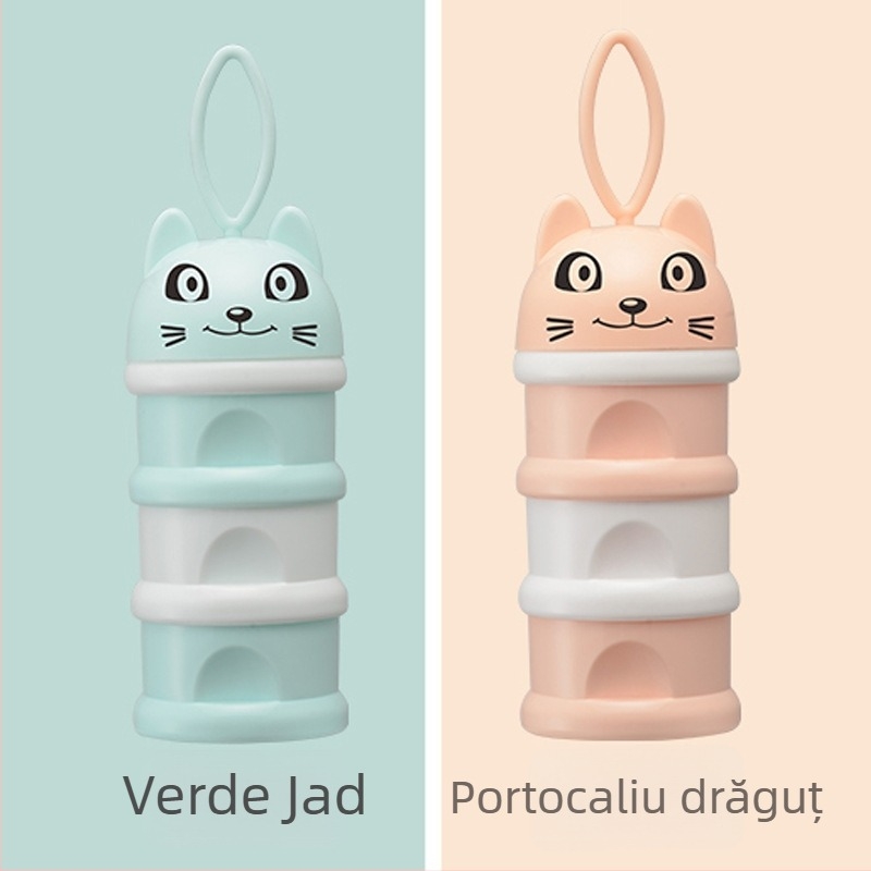 Cutie cu lapte praf pentru bebeluși, cu trei niveluri, portabilă, porții independente, potrivită pentru nou-născuți