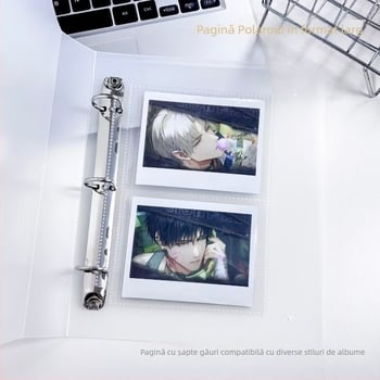 Pagini interioare album Polaroid: format lat, cu șapte găuri, legătură tip loose-leaf, material PP, pentru pagini de album, fără imprimare logo