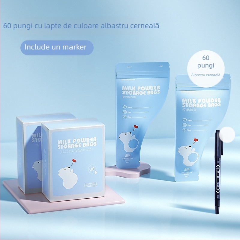 Kit de depozitare lapte praf: pungă portabilă de unică folosință sigilată și cutie de depozitare, Sir Wheston, stil 39064733
