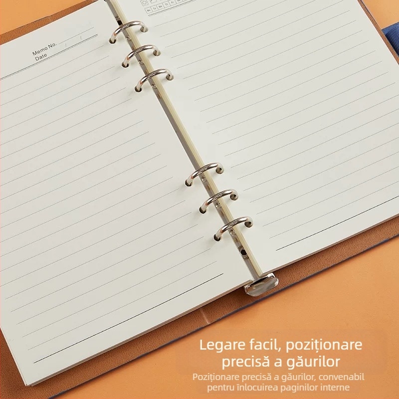 Refill pentru caiet cu foi detașabile — 6 găuri A5 80 g, 9 găuri B5 100 g, 4 găuri A4 — hârtie bej Dalin, 100 foi, opțiune de personalizare