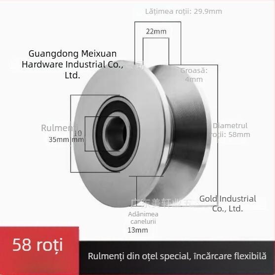 Meixuan Industry rulment cu role din oțel inoxidabil (201/304), o singură roată, tipuri H/V/U, roată de pistă pentru uși glisante și utilaje