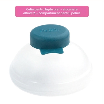 Cutie pentru lapte praf de bebeluți cu trei niveluri – portabilă, cu mai multe compartimente pentru lapte praf și gustări, brand Shebaby, potrivită pentru 0–3 ani.