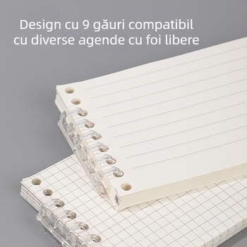 Refill pentru dosar cu foi libere N4880 – 80 de foi, 9 găuri, 48K, grilă pătrată, hârtie goală