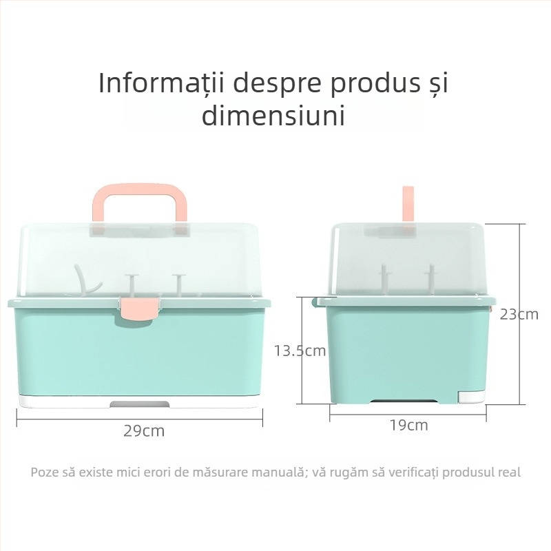 Casetă de depozitare pentru sticle de bebeluș cu suport de uscare și organizator pentru tetine și perie de biberon, 0.9 kg, pentru nou-născuți până la 3 ani, brand Ubedi