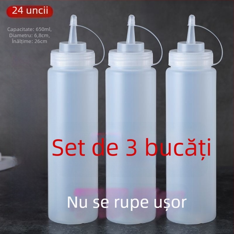 Sticlă pentru sos din plastic alimentar, duză îngroșată, pentru uz comercial