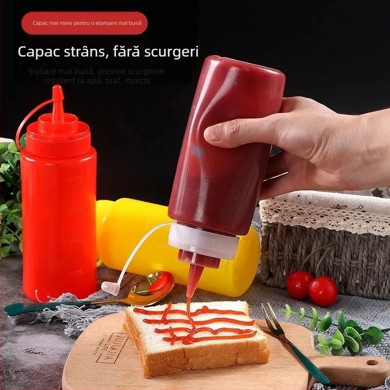 Sticlă pentru sos din plastic alimentar, duză îngroșată, pentru uz comercial