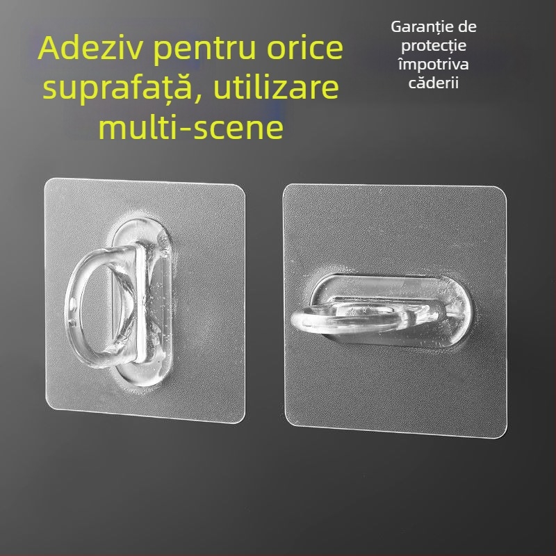 Cârlig circular auto-adeziv pentru perete — ansamblu de depozitare cu trei rânduri de cârlige, capacitate 20–30 kg