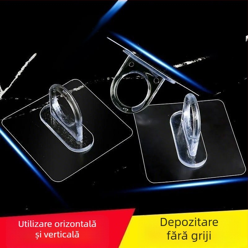 Cârlig circular auto-adeziv pentru perete — ansamblu de depozitare cu trei rânduri de cârlige, capacitate 20–30 kg