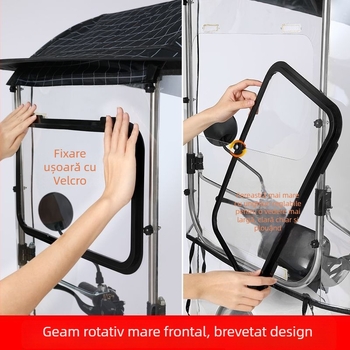 Umbrelă de soare cu 3 arce din fibră, deschidere/închidere manuală, protecție UPF 40+, rotire, rezistentă la vânt și ploaie