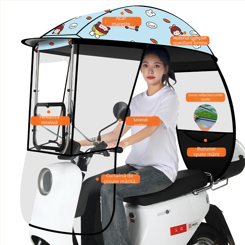 Umbrelă de soare cu 3 arce din fibră, deschidere/închidere manuală, protecție UPF 40+, rotire, rezistentă la vânt și ploaie