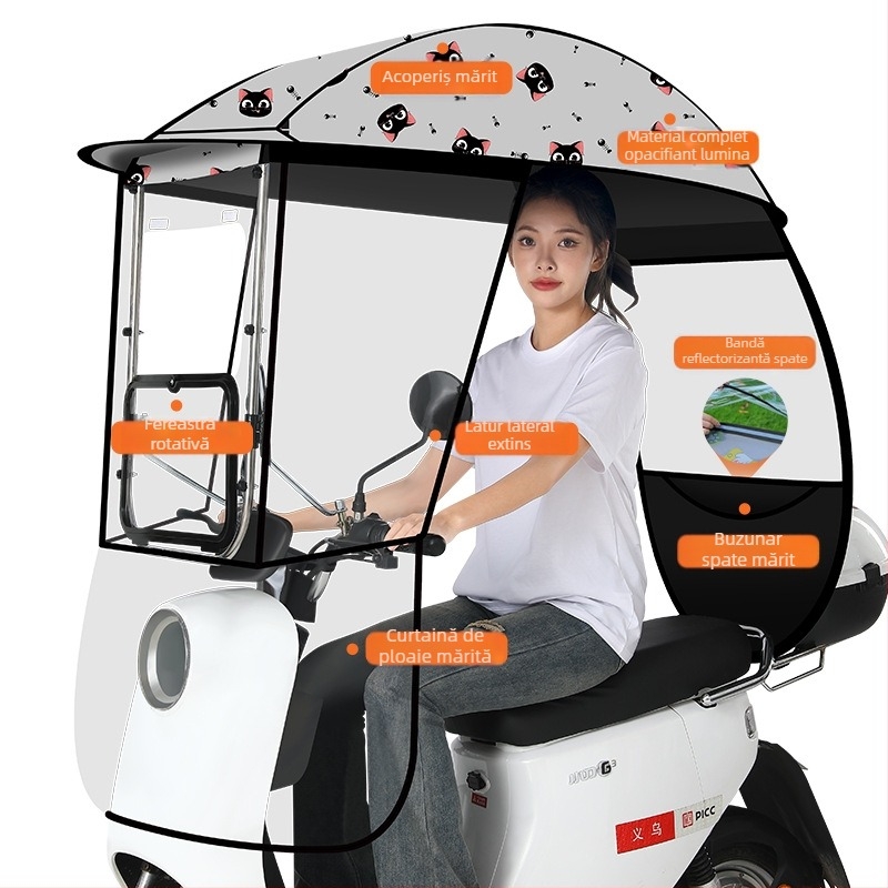 Umbrelă de soare cu 3 arce din fibră, deschidere/închidere manuală, protecție UPF 40+, rotire, rezistentă la vânt și ploaie