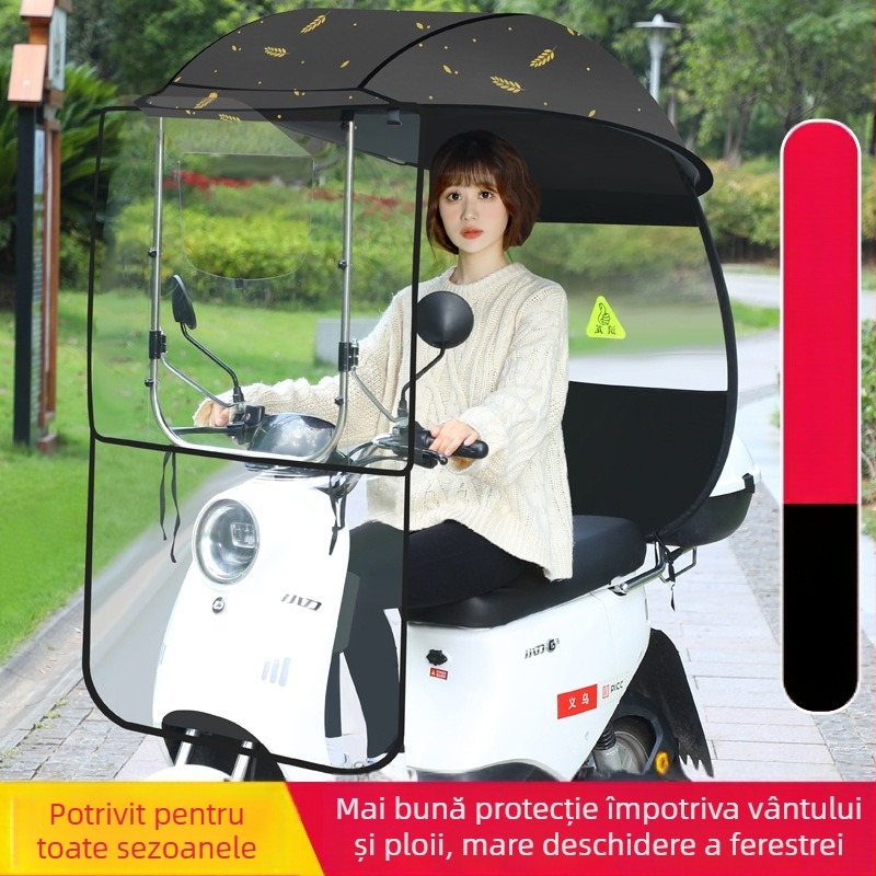 Umbrelă de soare cu 3 arce din fibră, deschidere/închidere manuală, protecție UPF 40+, rotire, rezistentă la vânt și ploaie