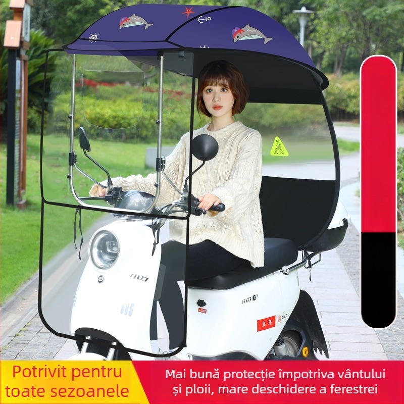 Umbrelă de soare cu 3 arce din fibră, deschidere/închidere manuală, protecție UPF 40+, rotire, rezistentă la vânt și ploaie