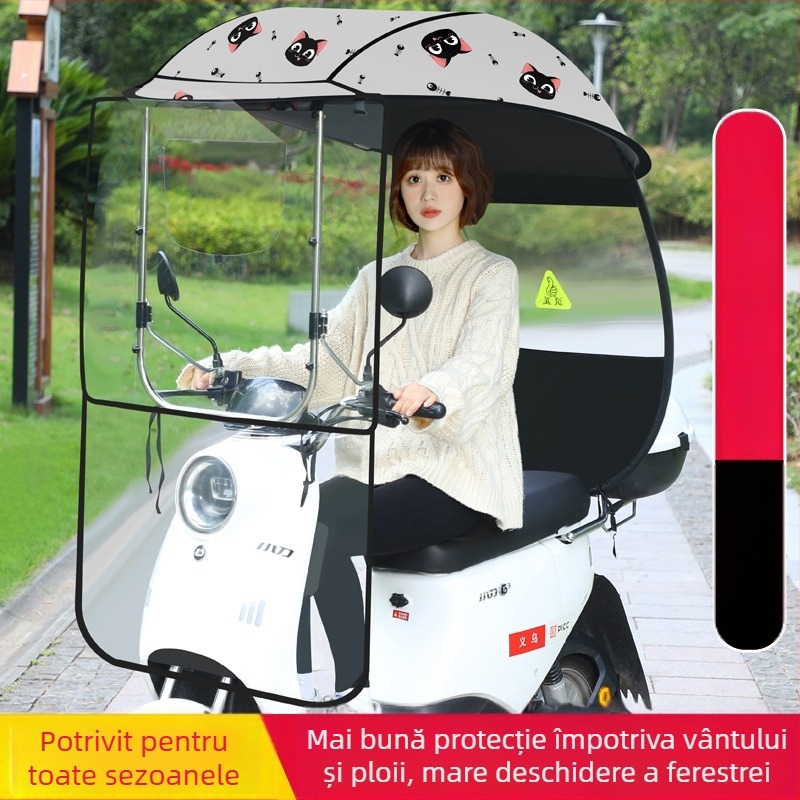 Umbrelă de soare cu 3 arce din fibră, deschidere/închidere manuală, protecție UPF 40+, rotire, rezistentă la vânt și ploaie