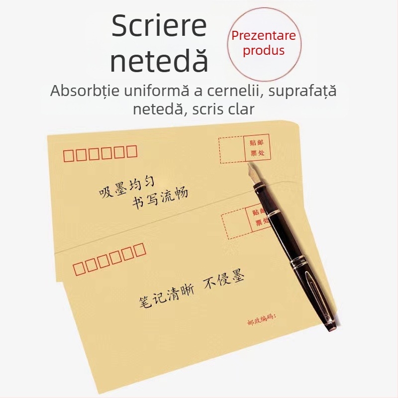 Plicuri din hârtie kraft îngroșată, galbene, cu buzunar pentru factură TVA și buzunar pentru salarii, potriviți pentru expediere