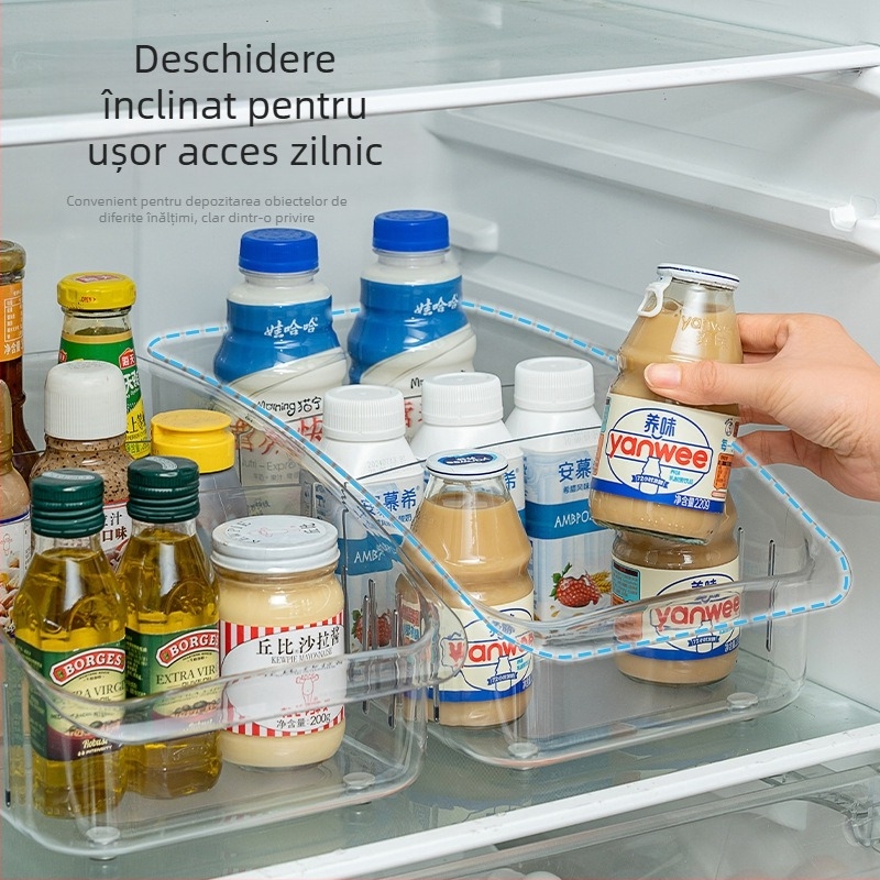 Cutie de depozitare pentru frigider cu role, pentru blat de bucătărie, din plastic, pentru fructe și legume, stil modern