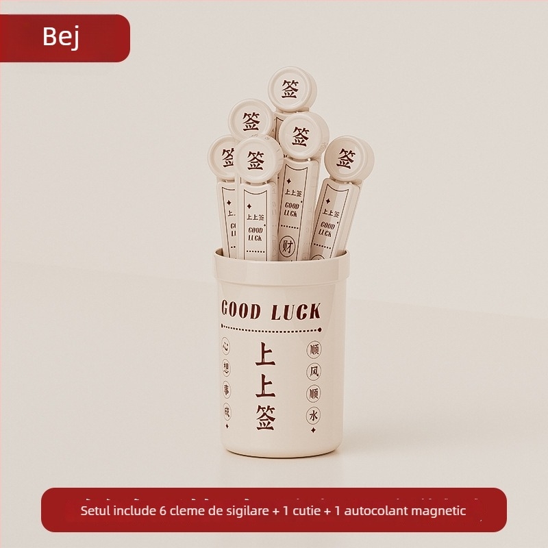 Clip magnetic sigilare pentru pungi alimentare, din plastic de calitate alimentară, rezistent la umezeală și menținerea prospețimii; potrivit pentru sigilarea laptelui praf și a gustărilor cu banane; imprimare logo disponibilă; 1 cutie cu 6 bucăți