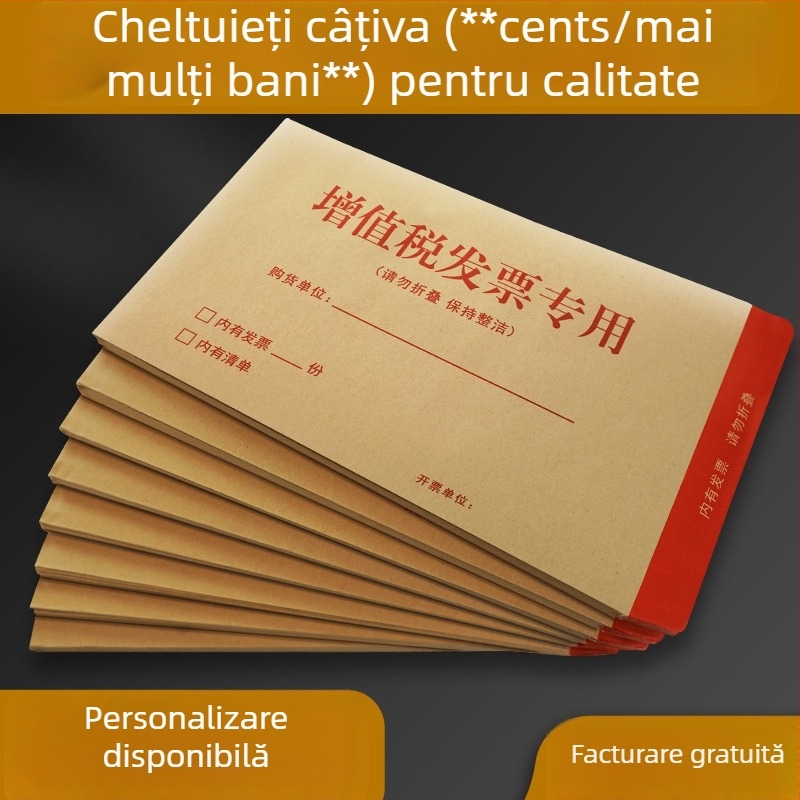 Plic pentru facturi din Kraft, stil occidental, model No. 7/c5, imprimare logo disponibilă, prelucrare și personalizare disponibile.