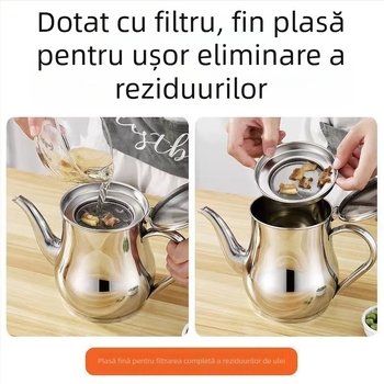 Oală de ulei din oțel inoxidabil 304, alimentară, cu filtru îngroșat, rezistent la temperaturi înalte, etanș la scurgeri