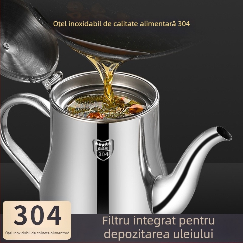 Oală de ulei din oțel inoxidabil 304, alimentară, cu filtru îngroșat, rezistent la temperaturi înalte, etanș la scurgeri