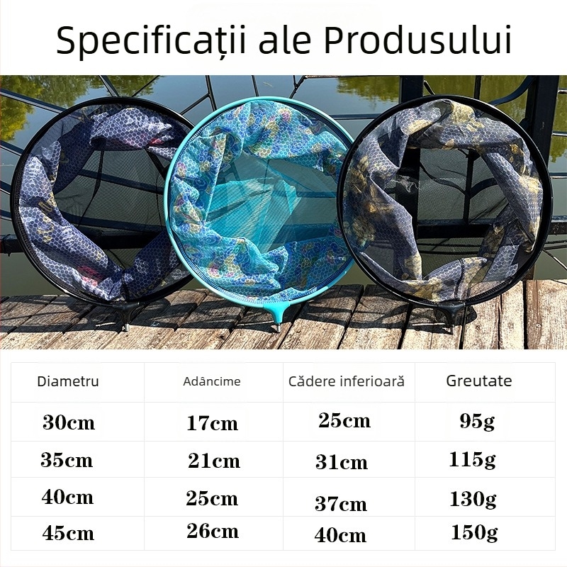 Capă de plasă pentru pescuit din aliaj de aluminiu, plasă detașabilă și înlocuibilă, formă circulară, protecție anti-agățare, plasă cu uscare rapidă