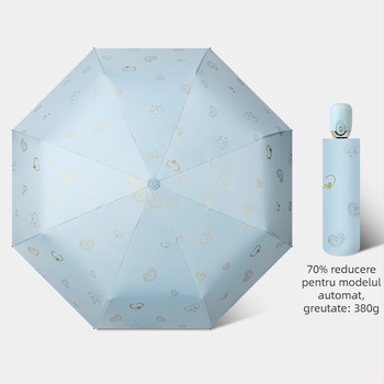 Umbrelă de soare cu deschidere/închidere automată, cadru cu 8 brațe din fibră, tijă din oțel, țesătură 210T cu acoperire vinil, UPF>50