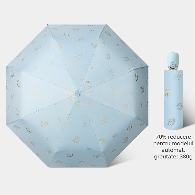 Umbrelă de soare cu deschidere/închidere automată, cadru cu 8 brațe din fibră, tijă din oțel, țesătură 210T cu acoperire vinil, UPF>50