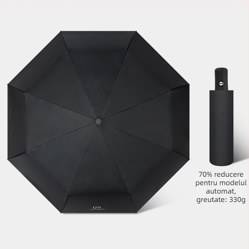 Umbrelă de soare cu deschidere/închidere automată, cadru cu 8 brațe din fibră, tijă din oțel, țesătură 210T cu acoperire vinil, UPF>50