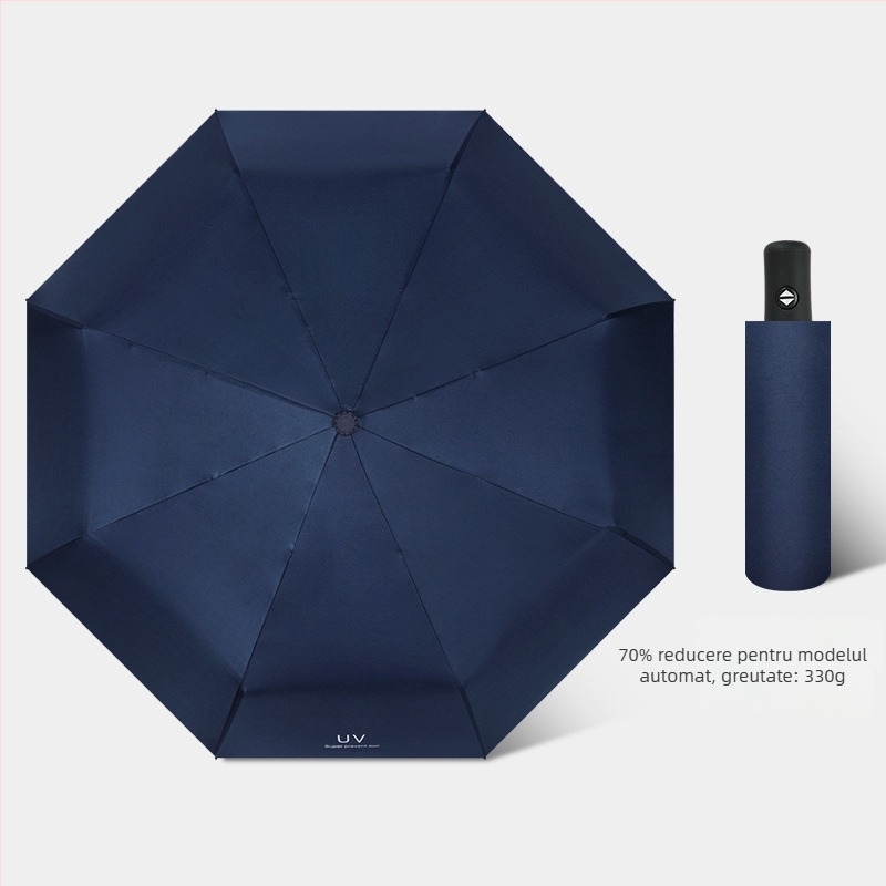 Umbrelă de soare cu deschidere/închidere automată, cadru cu 8 brațe din fibră, tijă din oțel, țesătură 210T cu acoperire vinil, UPF>50