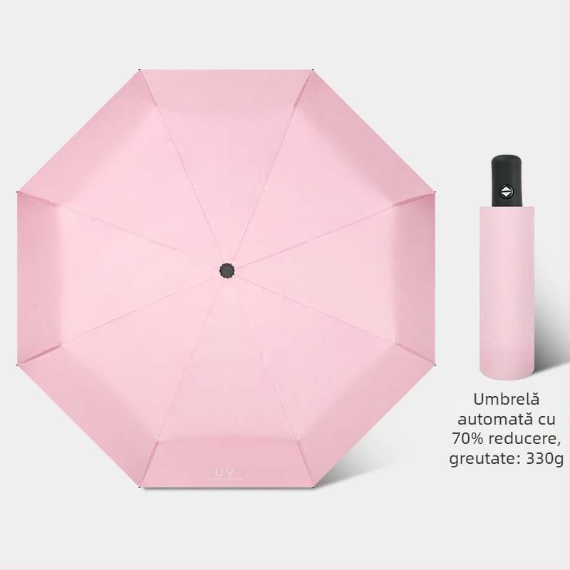 Umbrelă de soare cu deschidere/închidere automată, cadru cu 8 brațe din fibră, tijă din oțel, țesătură 210T cu acoperire vinil, UPF>50