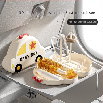 Set Yobeidi pentru curățarea sticlelor cu suport de uscare, perie pentru tetine, cutie de depozitare portabilă