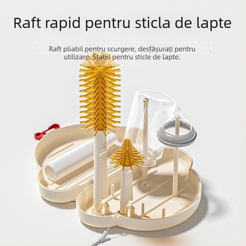 Set Yobeidi pentru curățarea sticlelor cu suport de uscare, perie pentru tetine, cutie de depozitare portabilă