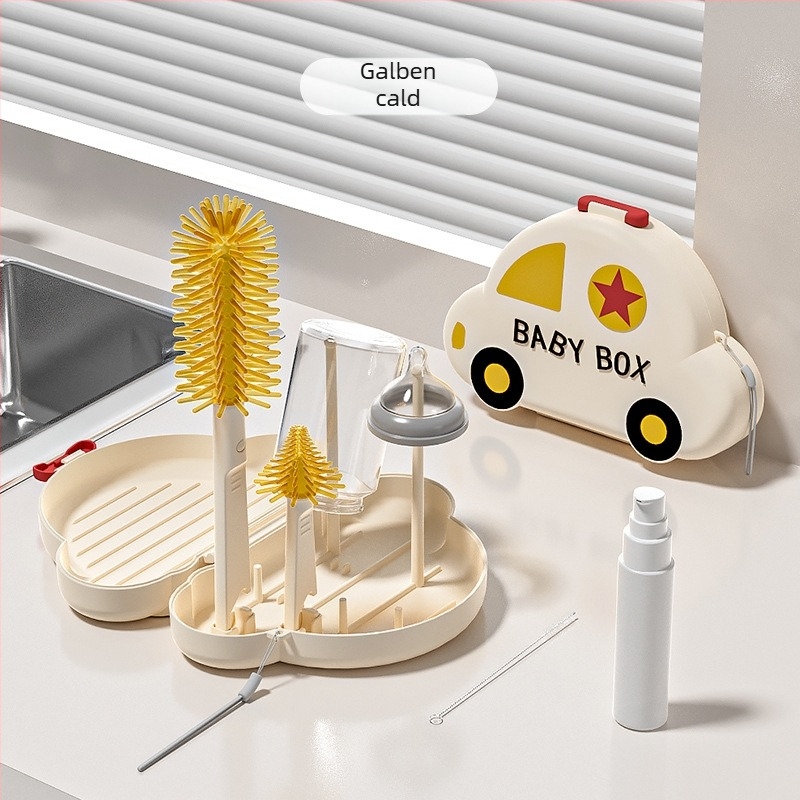 Set Yobeidi pentru curățarea sticlelor cu suport de uscare, perie pentru tetine, cutie de depozitare portabilă