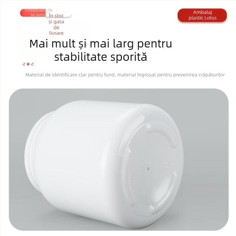 Youbink recipient din PET pentru pudră proteică – borcan sigilat cu capac din plastic, capacitate 1L/2L