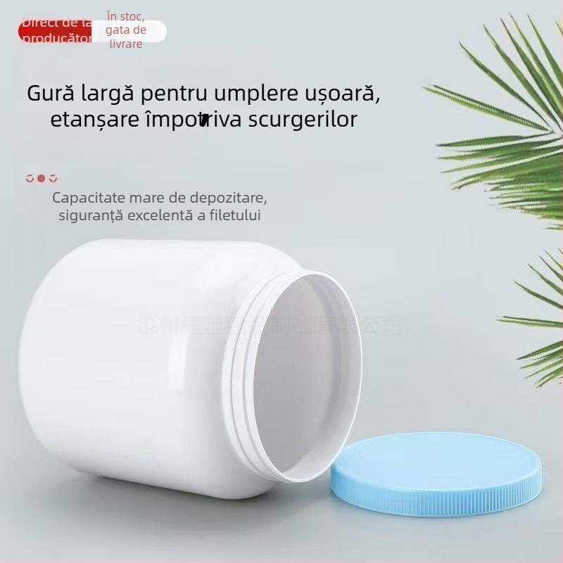 Youbink recipient din PET pentru pudră proteică – borcan sigilat cu capac din plastic, capacitate 1L/2L