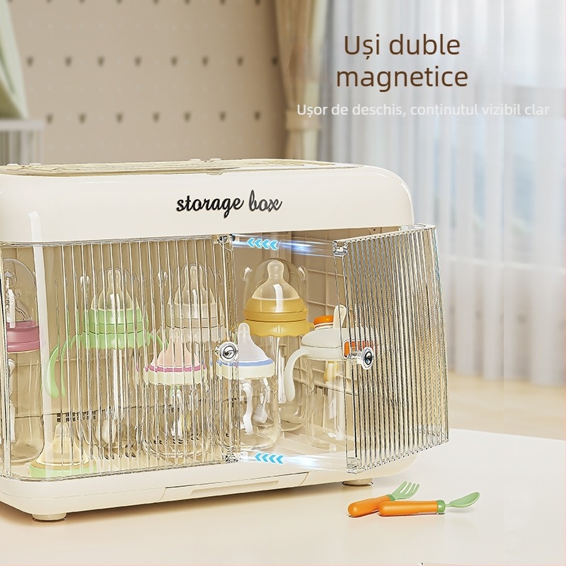 Dulap de depozitare pentru biberoane, plastic, ușă dublă, dreptunghiular, montaj pe birou