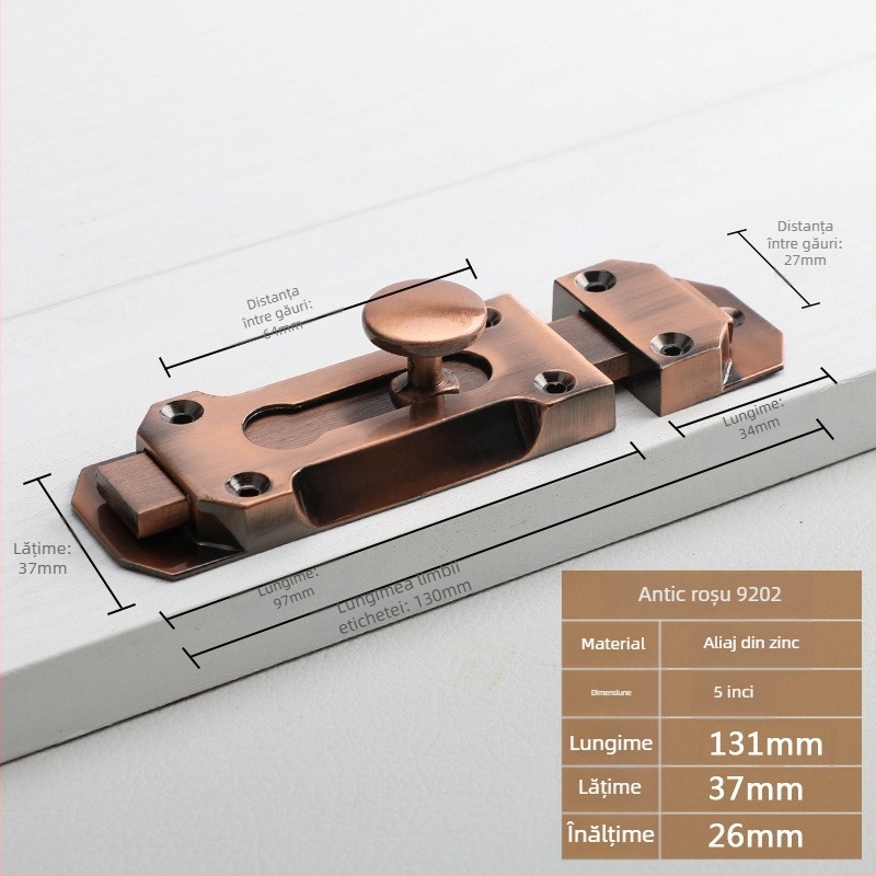 Zăvor tip A pentru uși și ferestre, model 9202, aliaj de zinc, stil antic, marcă Aichmann