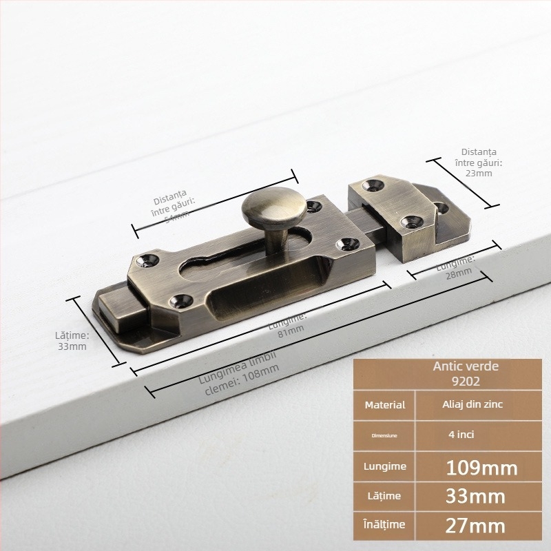 Zăvor tip A pentru uși și ferestre, model 9202, aliaj de zinc, stil antic, marcă Aichmann