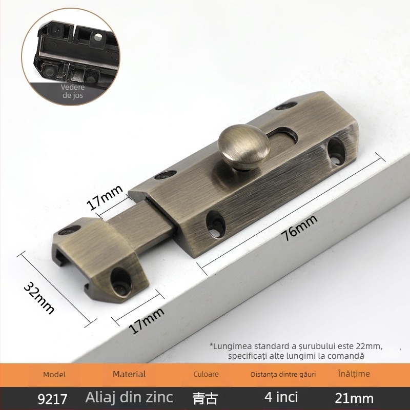 Zăvor tip A pentru uși și ferestre, model 9202, aliaj de zinc, stil antic, marcă Aichmann