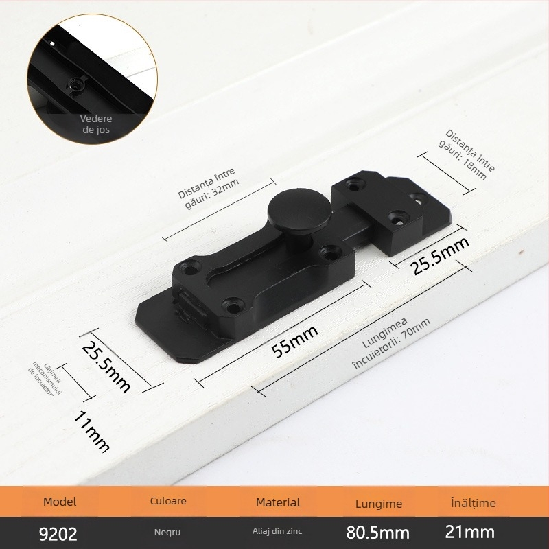 Zăvor tip A pentru uși și ferestre, model 9202, aliaj de zinc, stil antic, marcă Aichmann