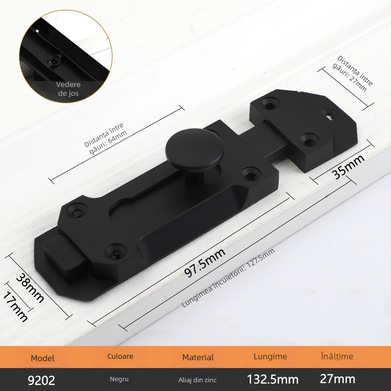 Zăvor tip A pentru uși și ferestre, model 9202, aliaj de zinc, stil antic, marcă Aichmann