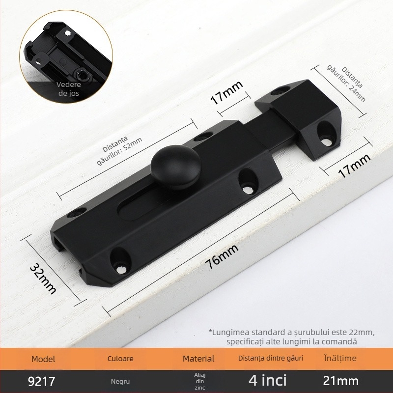 Zăvor tip A pentru uși și ferestre, model 9202, aliaj de zinc, stil antic, marcă Aichmann