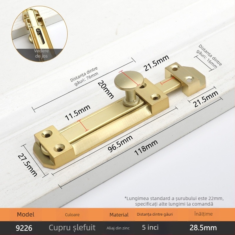 Zăvor tip A pentru uși și ferestre, model 9202, aliaj de zinc, stil antic, marcă Aichmann
