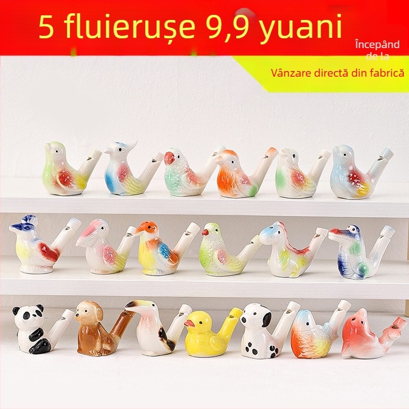 Fluier ceramic în formă de pasăre de apă — jucărie-suvenir pentru obiective turistice; cadou personal ideal pentru colegi, prieteni, copii sau colegi de clasă (Enshi); potrivit pentru Ziua Profesorului, Ziua Națională și Ziua Copilului; perfect pentru amin