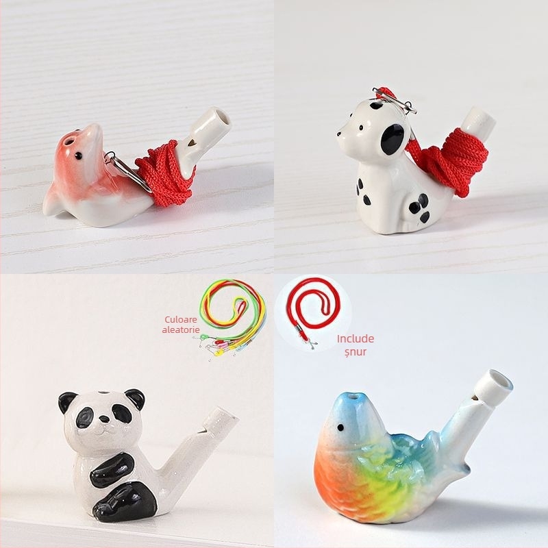 Fluier ceramic în formă de pasăre de apă — jucărie-suvenir pentru obiective turistice; cadou personal ideal pentru colegi, prieteni, copii sau colegi de clasă (Enshi); potrivit pentru Ziua Profesorului, Ziua Națională și Ziua Copilului; perfect pentru amin