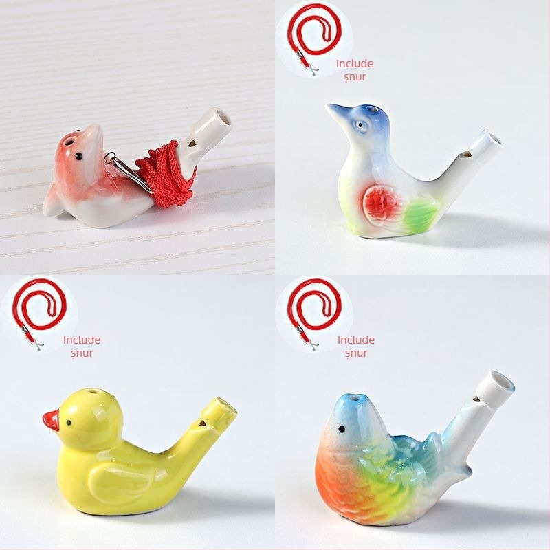 Fluier ceramic în formă de pasăre de apă — jucărie-suvenir pentru obiective turistice; cadou personal ideal pentru colegi, prieteni, copii sau colegi de clasă (Enshi); potrivit pentru Ziua Profesorului, Ziua Națională și Ziua Copilului; perfect pentru amin