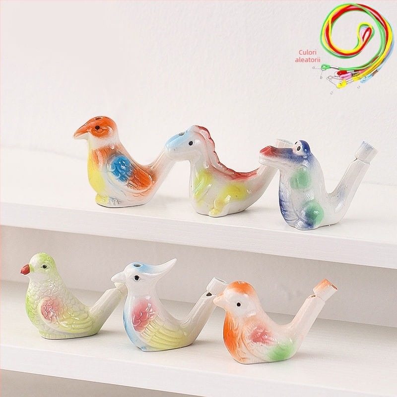 Fluier ceramic în formă de pasăre de apă — jucărie-suvenir pentru obiective turistice; cadou personal ideal pentru colegi, prieteni, copii sau colegi de clasă (Enshi); potrivit pentru Ziua Profesorului, Ziua Națională și Ziua Copilului; perfect pentru amin